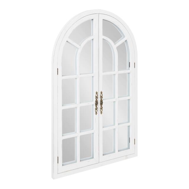 Kate and Laurel Boldmere Wood Windowpane Arch Mirror - White - 28x44