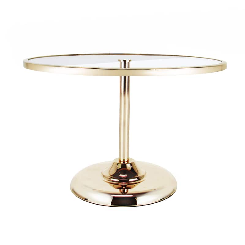 Gold Round Glass Top Cake Stand Dessert Display - 9" H x 13.25" D - Gold