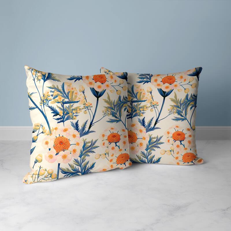 Millefolium Harmony Faux Suede Reversible Throw Pillow Blue and Orange