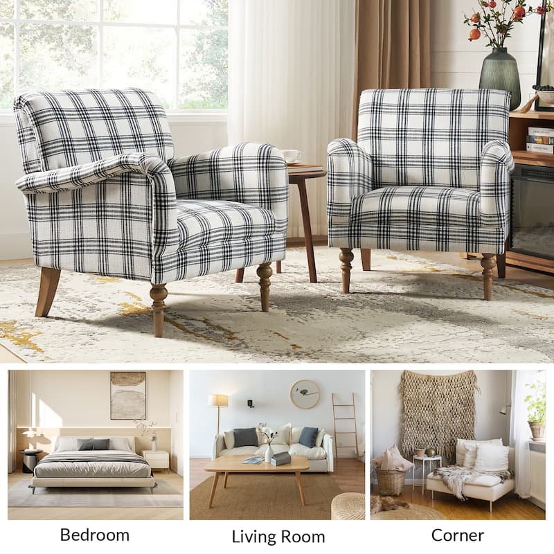 Mandan 29.5" Wide Traditional Accent Armchair with Solid Wood Legs Set of 2 by HULALA HOME