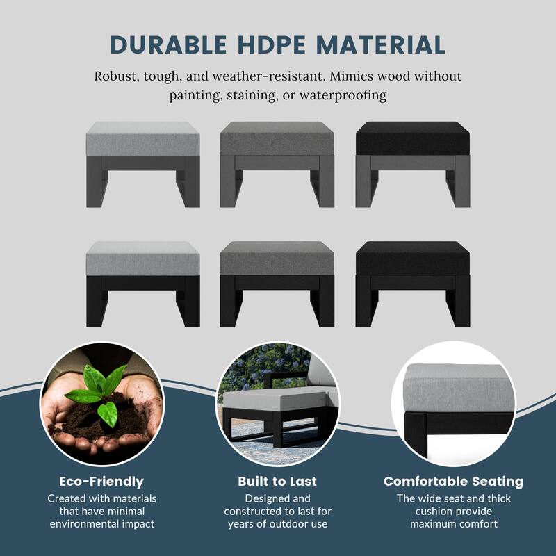 Endless Patio Deep Seating Ottoman with Black Frame