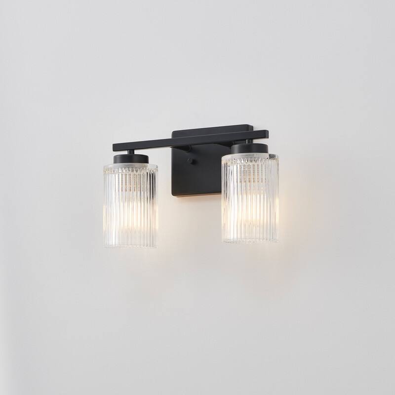 KAWOTI 8.6"H Contemporary Bathroom Vanity Light with Flutted Glass