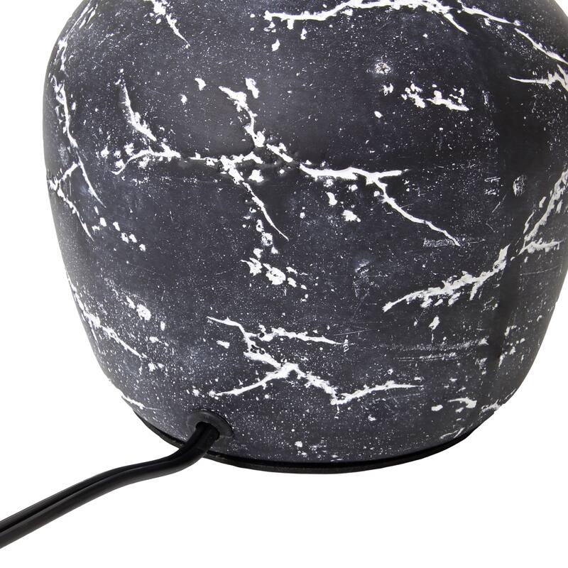 Rounded Marble Style Table Lamp with Drum Shade - 12.5" - Black and White