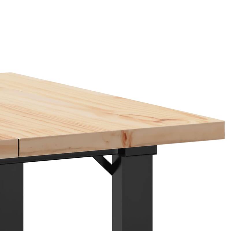 vidaXL Dining Table O-Frame Side Accent Coffee Table Solid Wood Pine and Steel