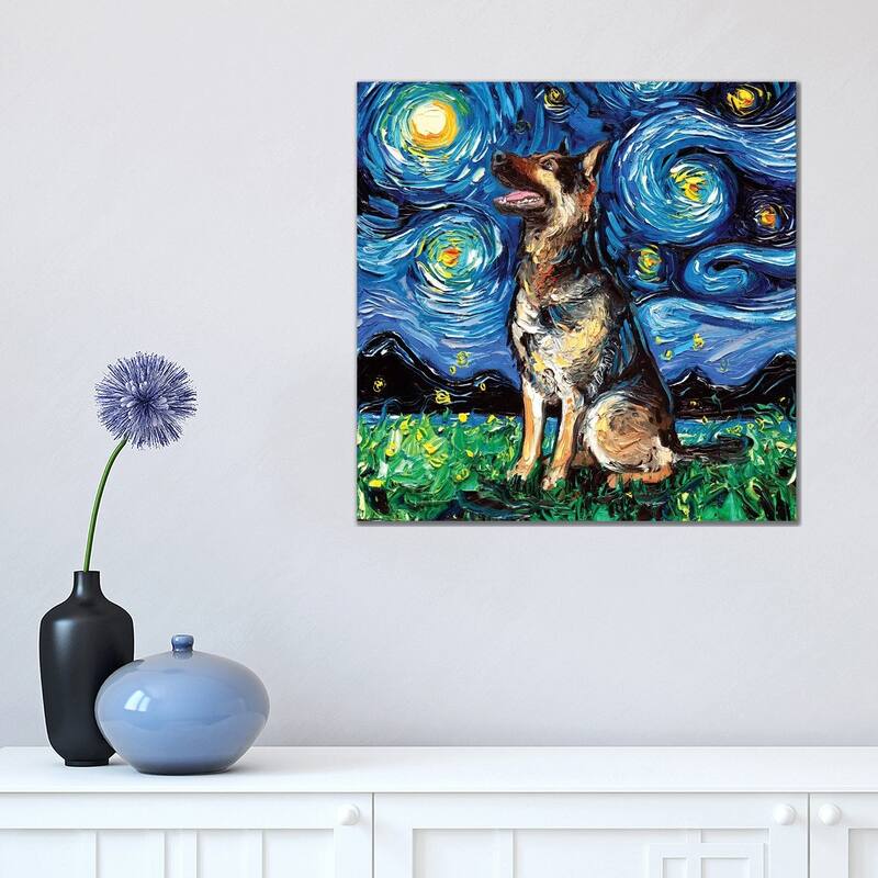 iCanvas "German Shepherd Night II" by Aja Trier Canvas Print - 18x18x1.5