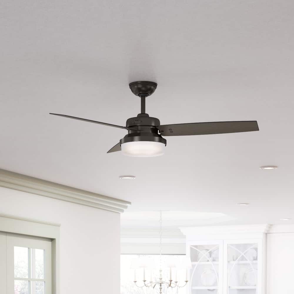 Hunter Fan Sentinel Brushed Nickel 52-inch Ceiling Fan with 3 Reversible Blades - Silver