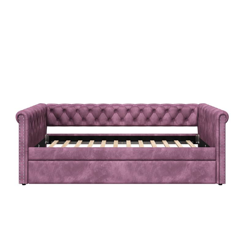 Christopher Knight Home - Augusta Velvet Upholstered Tufted Daybed with Trundle Design