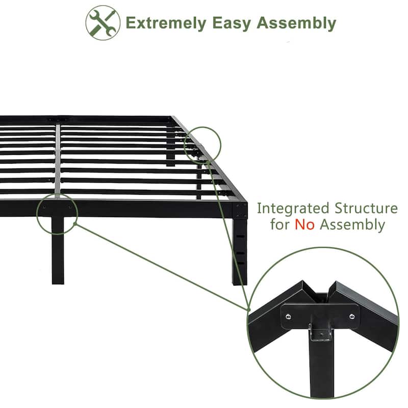 18 Inch Maximum Storage Bed Frame/Reinforced Platform /3500lbs Heavy Duty/Easy Assembly/Mattress Foundation/Steel Slat, Queen