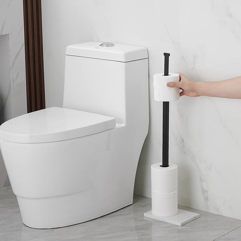Freestanding Toilet Paper Holder with Natural Marble Base