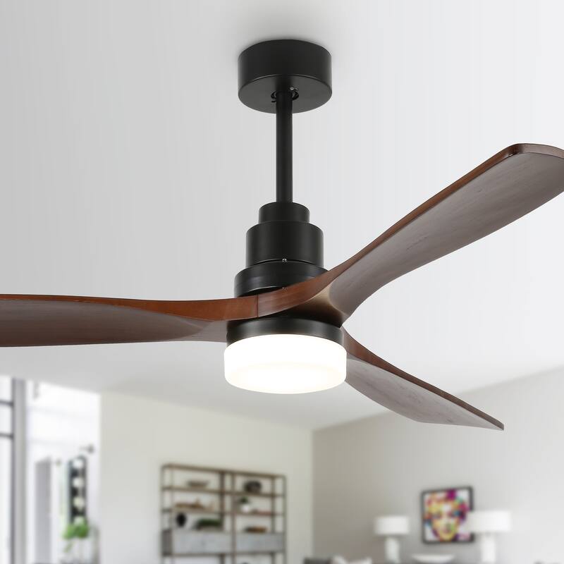 CurveCurio 52 inches Farmhouse Wood Ceiling Fan with 3 Light Tone and 3 Fan Speed, LED Kit and Remote Control Included