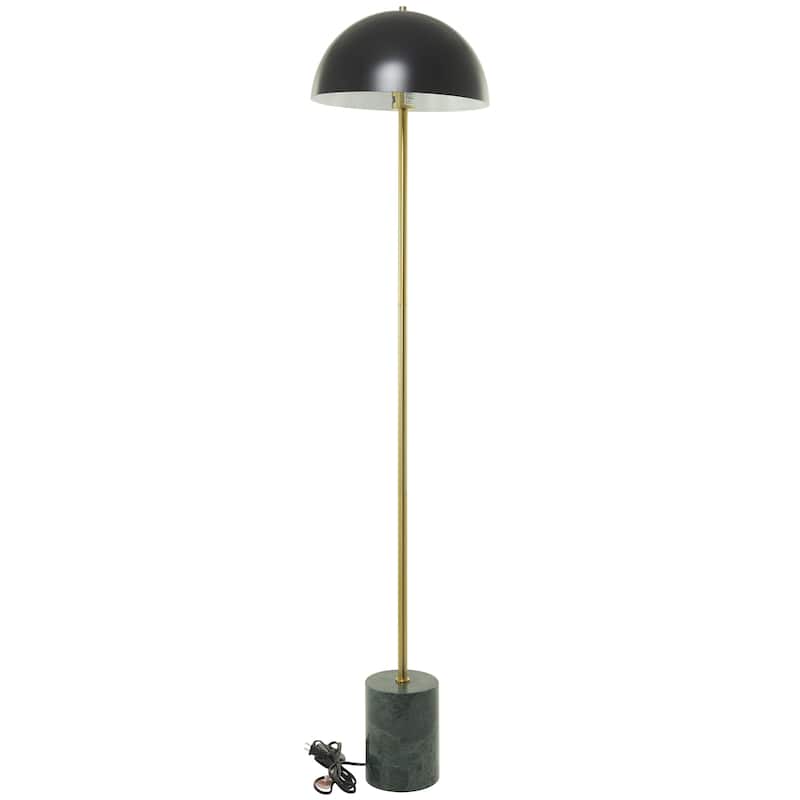 Metal Umbrella Style Floor Lamp with Black Marble Base - Black - Roche River Decor