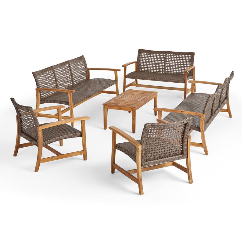 Hampton Outdoor 6 Piece Sofa and Loveseat Chat Set by Christopher Knight Home