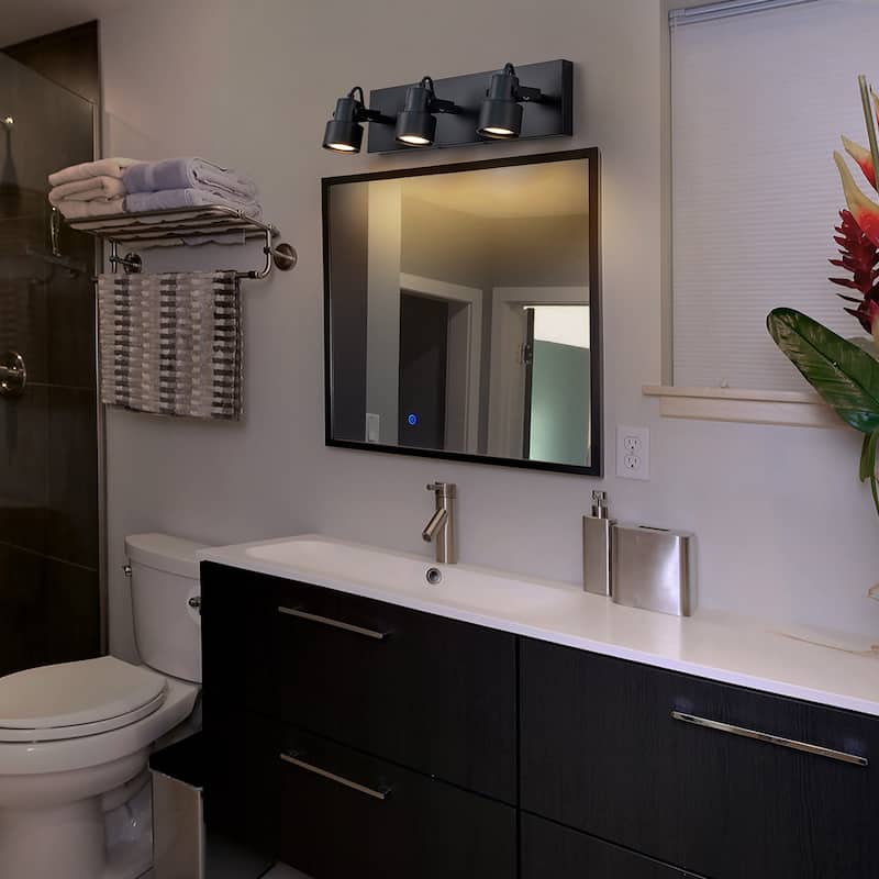 Modern 3-Light Rotatable Vanity Light Bathroom Wall Sconce - Black
