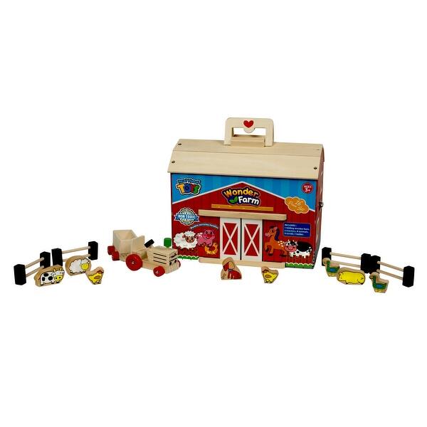 slide 2 of 3, Red Wood Barn with Accessories