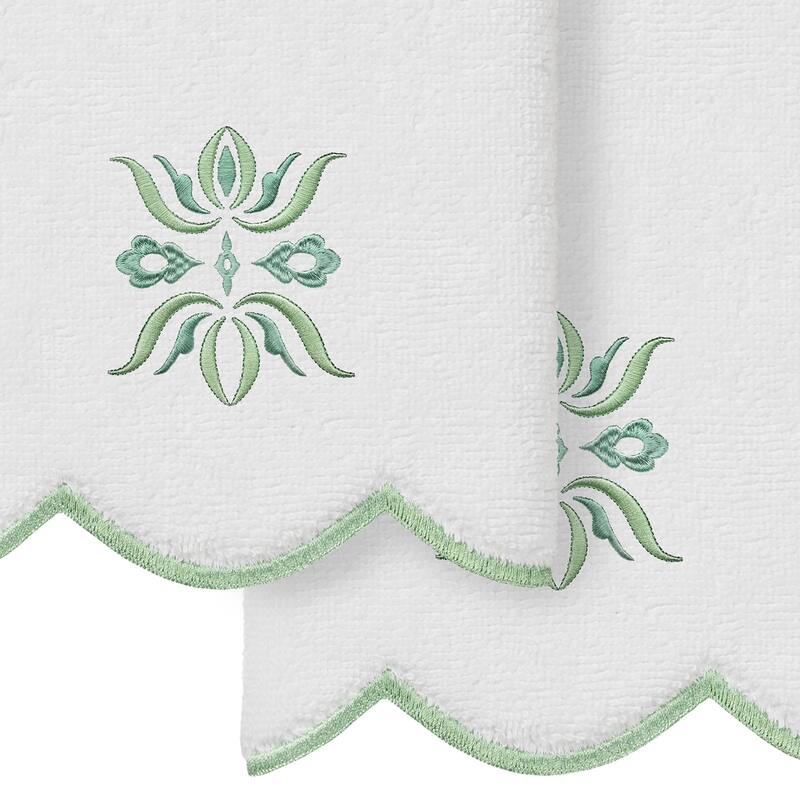 Authentic Hotel and Spa 100% Turkish Cotton FLOWER CREST Scallop Towel Collection