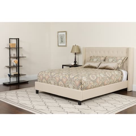 Tufted Upholstered Platform Bed with Pocket Spring Mattress