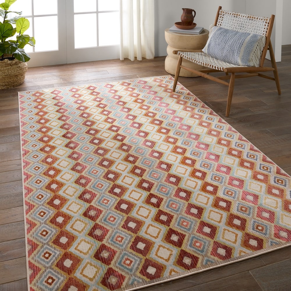 Manor Indoor/Outdoor Trellis Multicolor/ Blue Rug