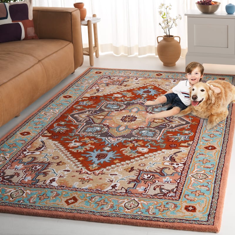 SAFAVIEH Handmade Heritage Carrol Traditional Oriental Wool Rug - 8' x 10' - Red/Pink