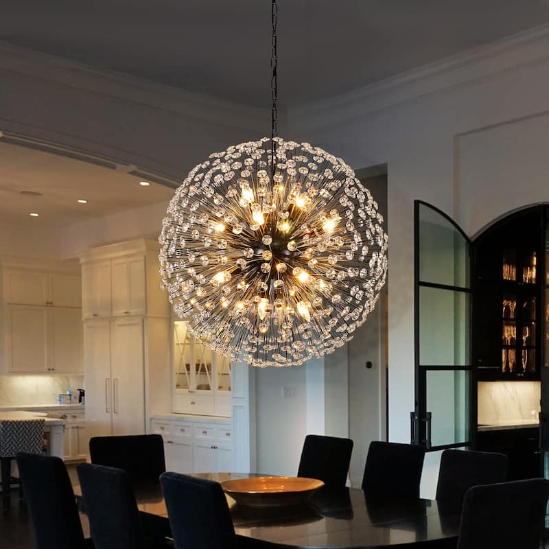 Kibly Modern Firework Crystal Chandelier Sputnik Pendant Lighting - W30" - Black
