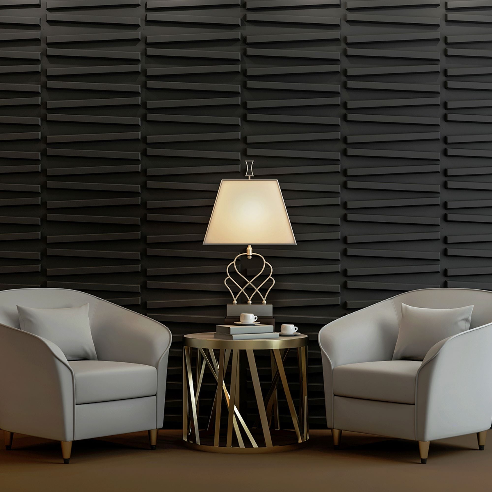 Art3d® Decorative 3D Wall Panels PVC Diamond Design Black Silver Wall Pack  of 12 Tiles Cover 25 Sq Ft. 