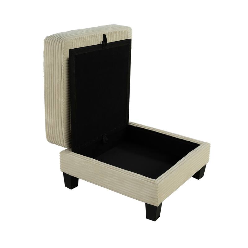 31" Contemporary Rectangular Fabric Storage Ottoman