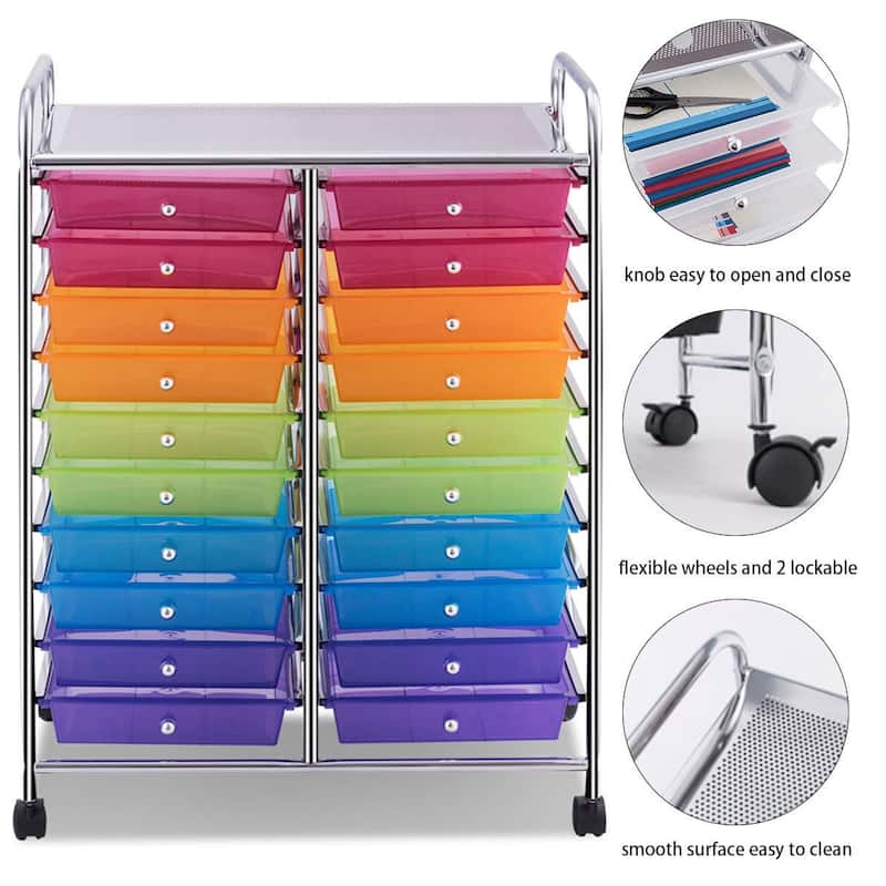 Gymax Office Rolling Cart 20 Storage Drawers Scrapbook Paper Studio