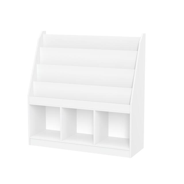 RiverRidge Home Kids Bookrack with Three Cubbies, White