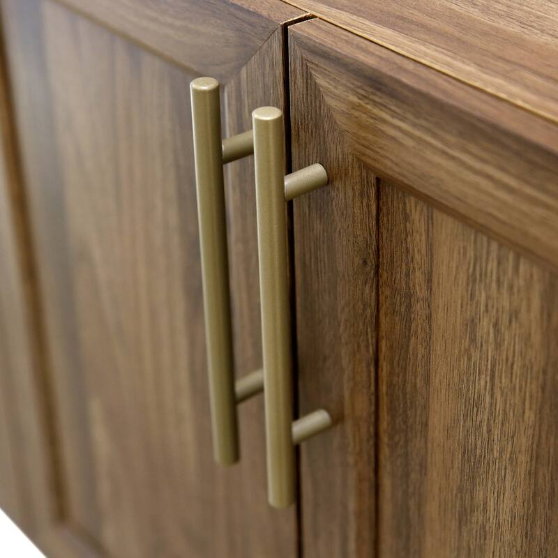 Roomfitters Walnut Finish Mid-century TV Stand Media Console, TV unit Sideboard with Gold Metal Legs - W59"xL17.71"xH27.55"