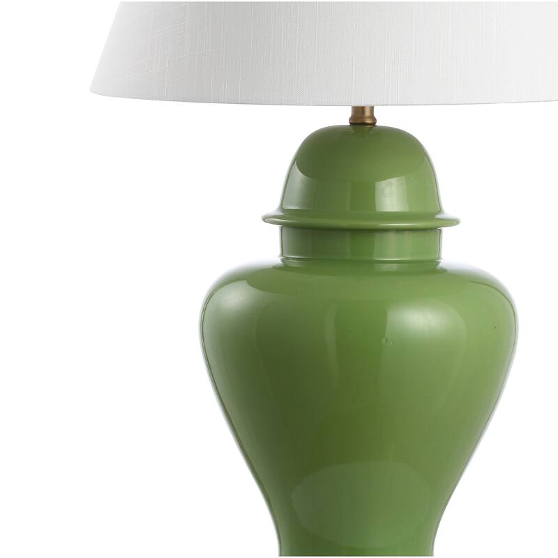 Watts 33" Ceramic/Iron Modern Classic LED Table Lamp, Green by JONATHAN Y