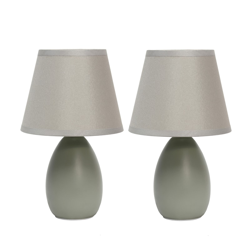 9.45" Petite Oblong Lamp 2 Pack Set w Matching Fabric Shade