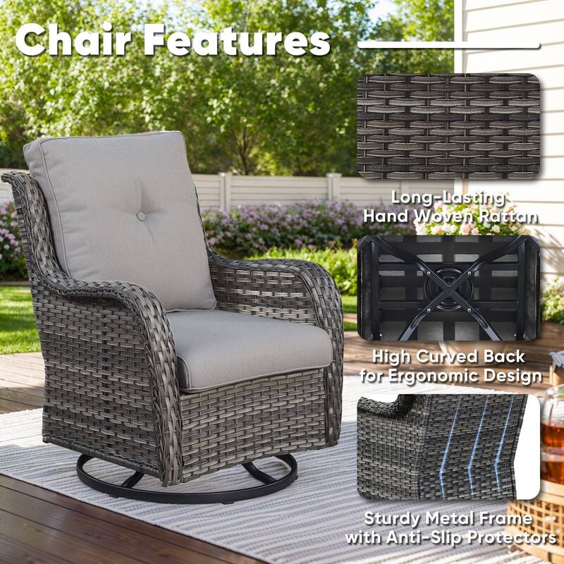 Gymojoy Wicker Swivel Glider Chair with Water-Resistant Olefin Cushions