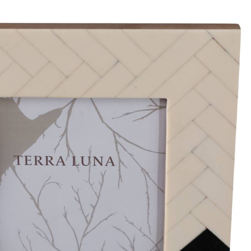 Resin Herringbone 2-Tone Photo Frame - Ivory