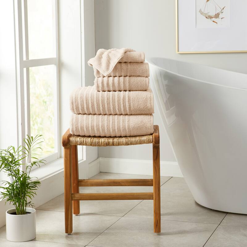 Linery & Co. Combed Cotton Bath Towel Set - 6 Piece Set - Pink Sand