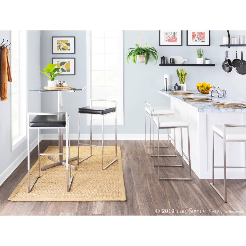 Silver Orchid Forrest Stackable Faux Leather Bar Stools (Set of 2) - N/A