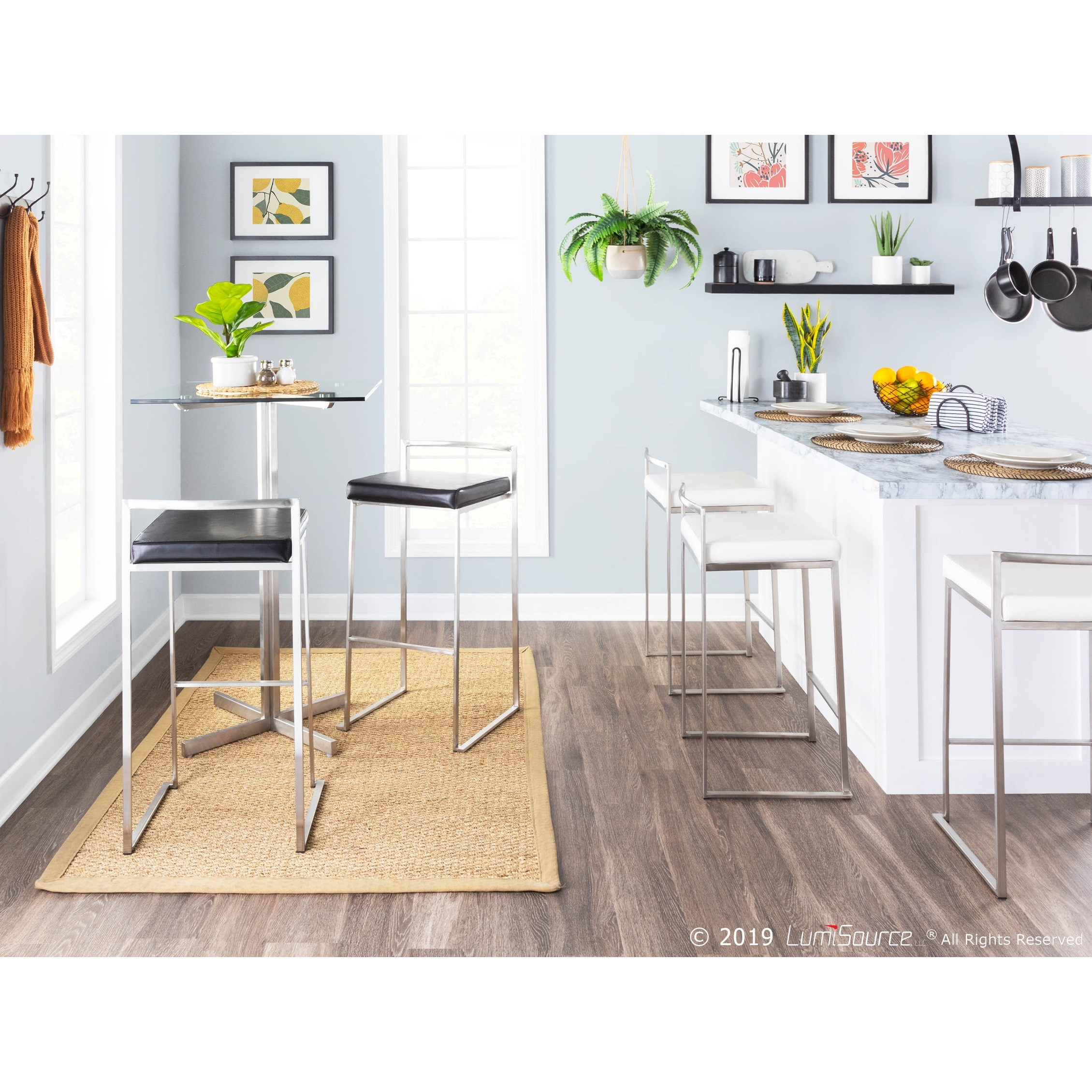 Silver Orchid Forrest Stackable Faux Leather Bar Stools (Set of 2)