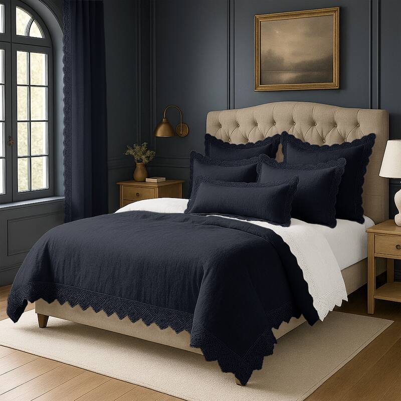 Elsie Lace True Navy 6 Piece Comforter Set