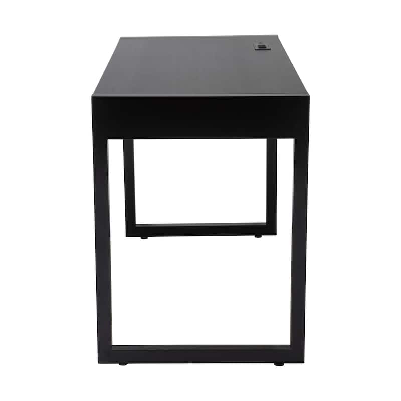 Q-Max 52"W Writing Desk With Two Drawers, Power Outlet, USB Ports - Modern Computer Table - Work Desk for Home, Office, Bedroom