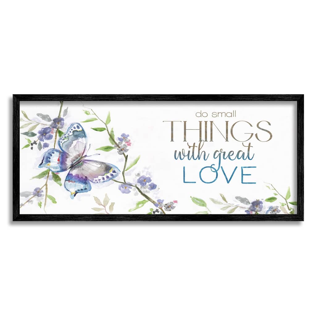 Stupell Do Things with Love Leaf Flower Branches Butterfly Framed Wall Art, Design by Nan - White