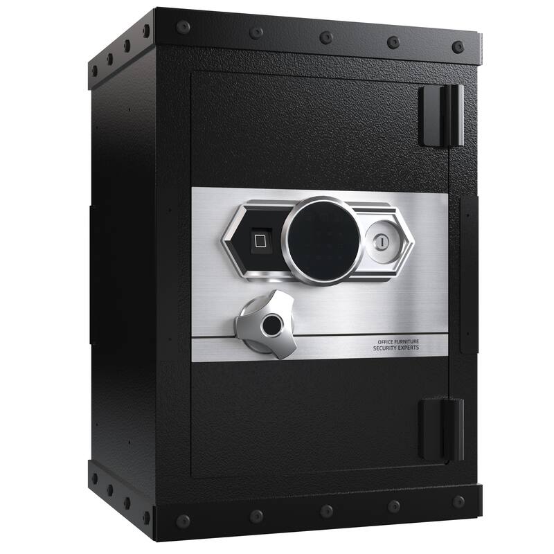 Three-lock safe, measuring 24.4 ″ × 16.5″ × 14.9 ″, suitable for home and office use, large steel digital safe equipped - Black