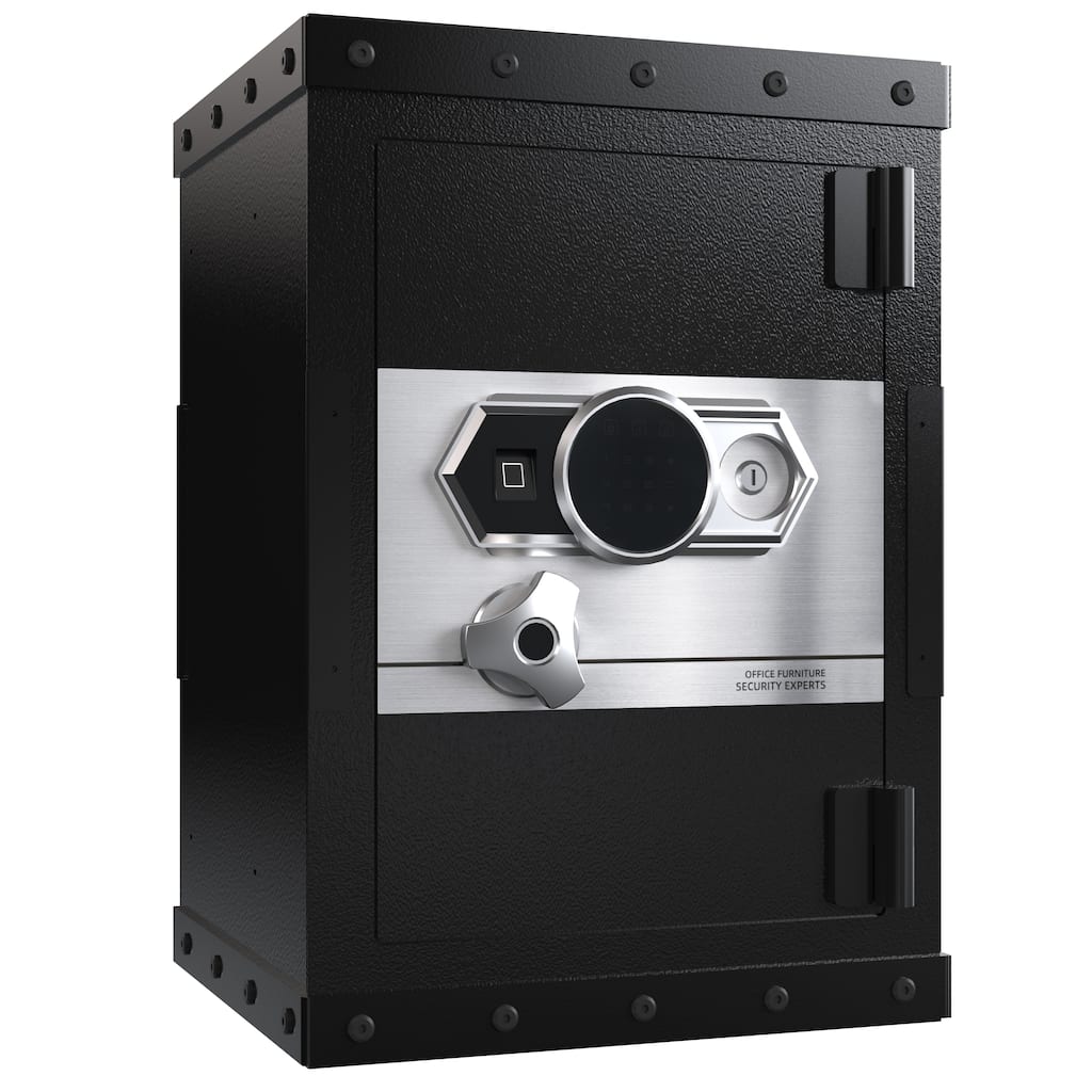 Three-lock safe, measuring 24.4 ″ × 16.5″ × 14.9 ″, suitable for home and office use, large steel digital safe equipped