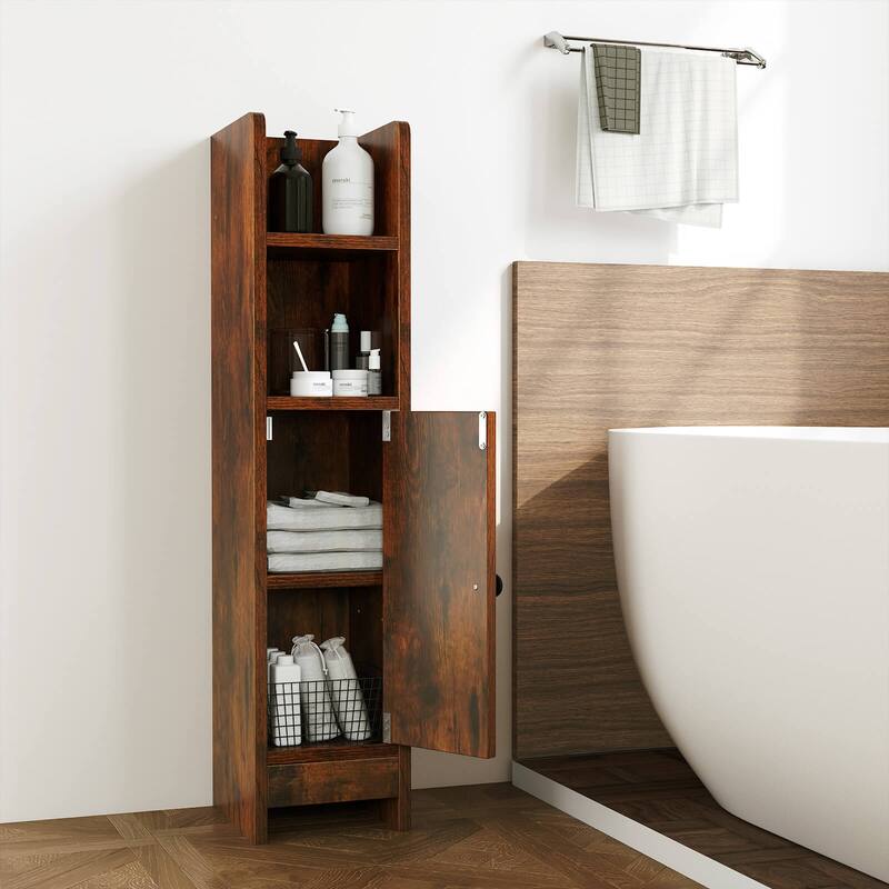 Costway Bathroom Storage Cabinet with Adjustable Shelf 1 Door & 2 Open - See Details