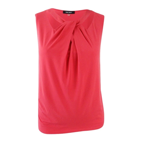 Nine West Women's Plus Size Solid Asymmetric Top (3X, Volcano) - Volcano - 3X