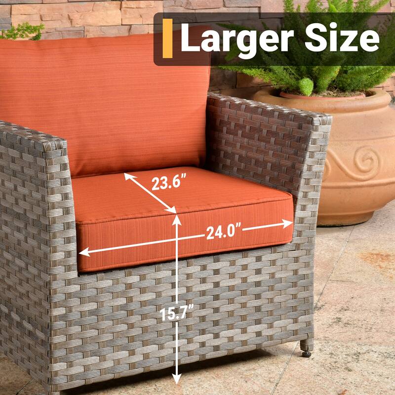 HOOOWOOO 13-piece Grey Wicker Rattan Patio Outdoor Sectional Set with Fire Pit