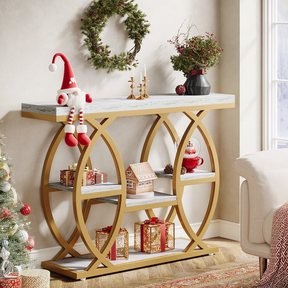 39.4" Console Table, 4-Tier Sofa Table Entryway Table for Small Spaces