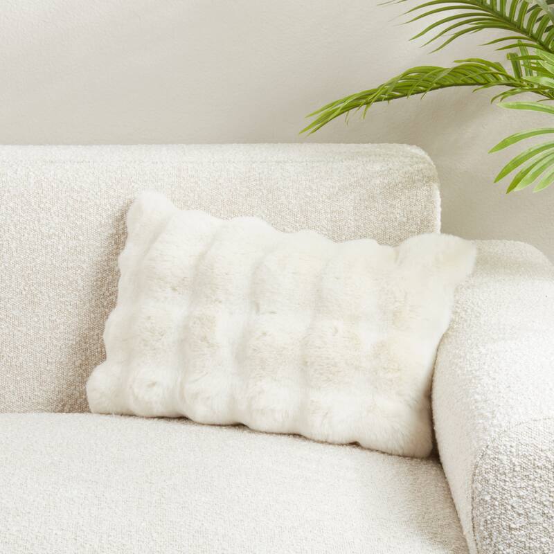 Plush Faux Fur Throw Pillow - Ultra-Soft Textured Accent for Sofa, Bed & Cozy Layered Styling