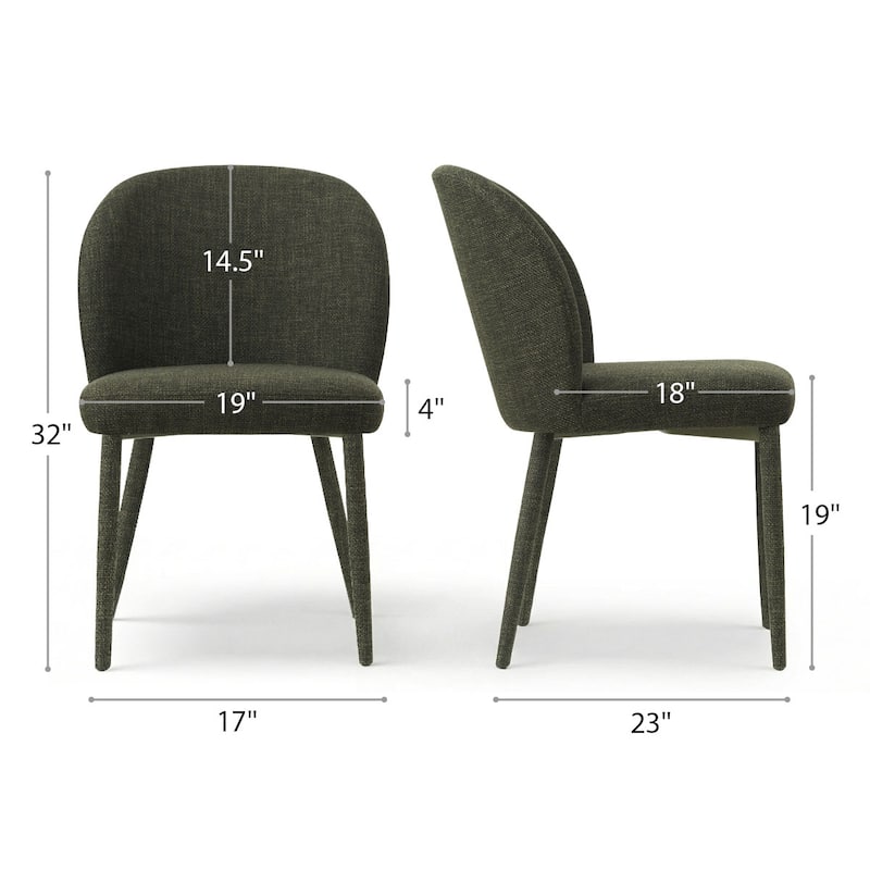 Fully Upholstered Textured Fabric Dining Chairs with Fabric-Wrapped Legs (Set of 4)
