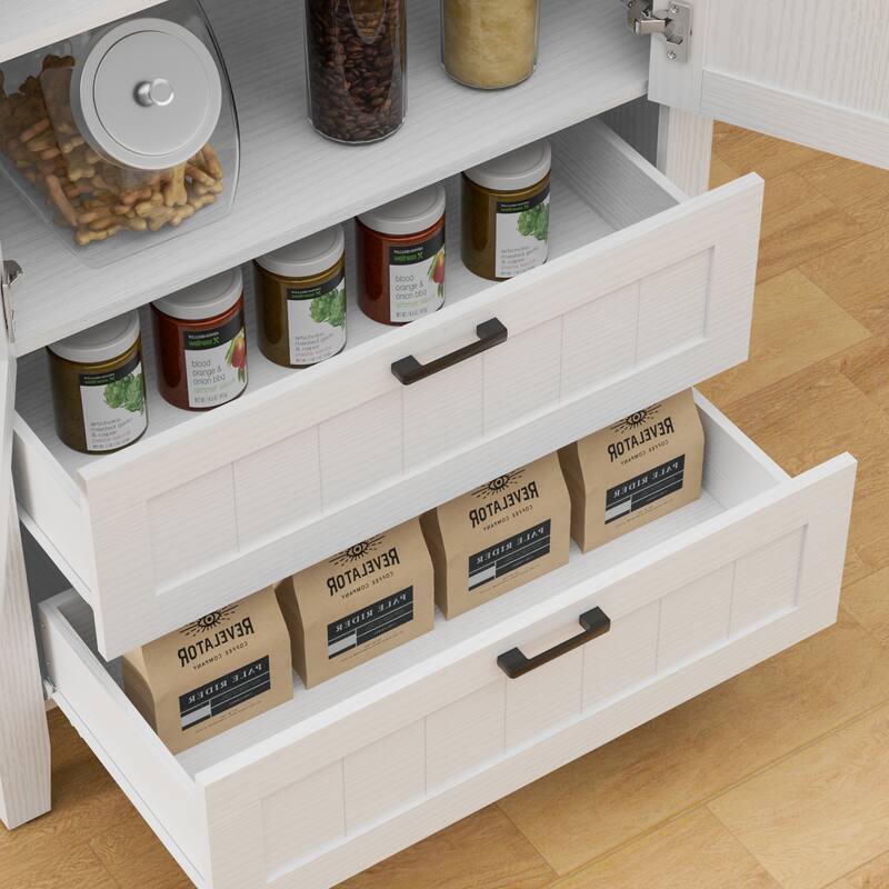 Arched Storage Cabinet Display Shelves 2 Drawers