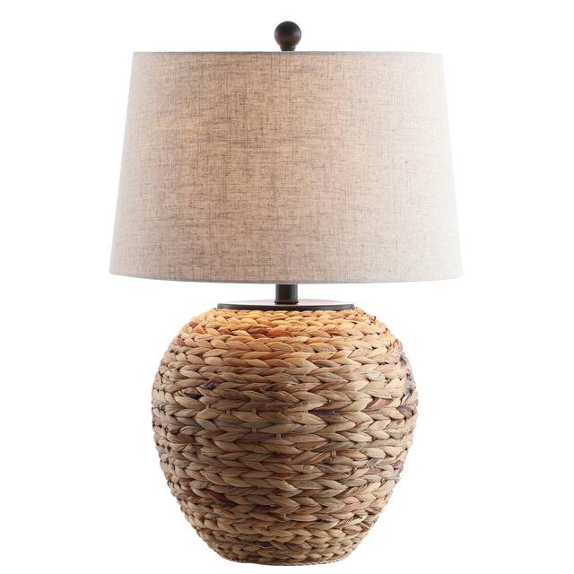 Elicia 24.5" Banana Leaf Basket LED Table Lamp, Natural by JONATHAN Y