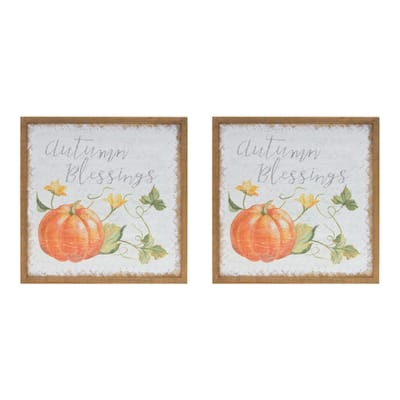 "Autumn Blessing" Pumpkin Wall Signs - 15.75" - Multi-Color - Set of 2
