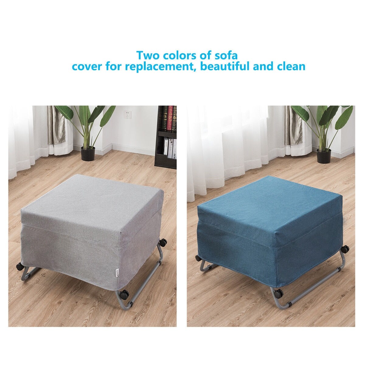 Costway Folding Convertible Sofa Bed Ottoman Couch Mattress Lounge Sleeper W Casters Overstock 23578684